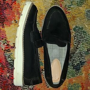 Black faux seude loafers 9.5W/10
